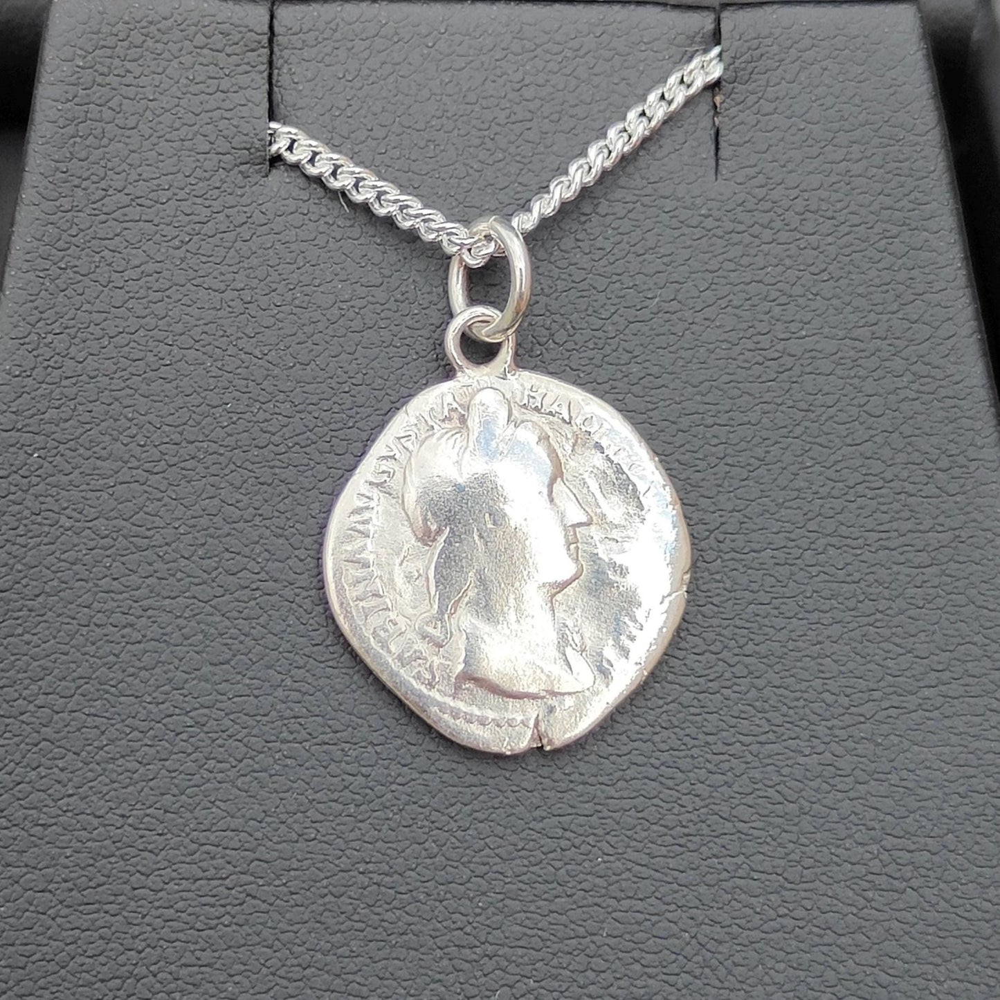 Sabina Silver Denarius pendant and chain, ancient necklace - VPUKcoins