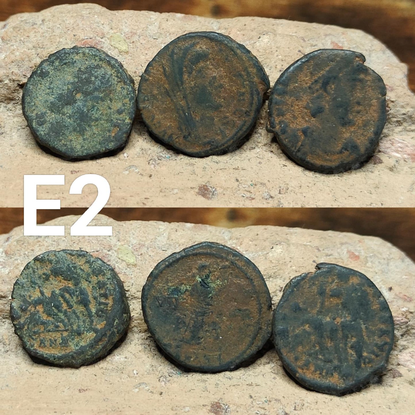 Set of 3 Roman coins, 4th century uncleaned ancient nummus - VPUKcoins