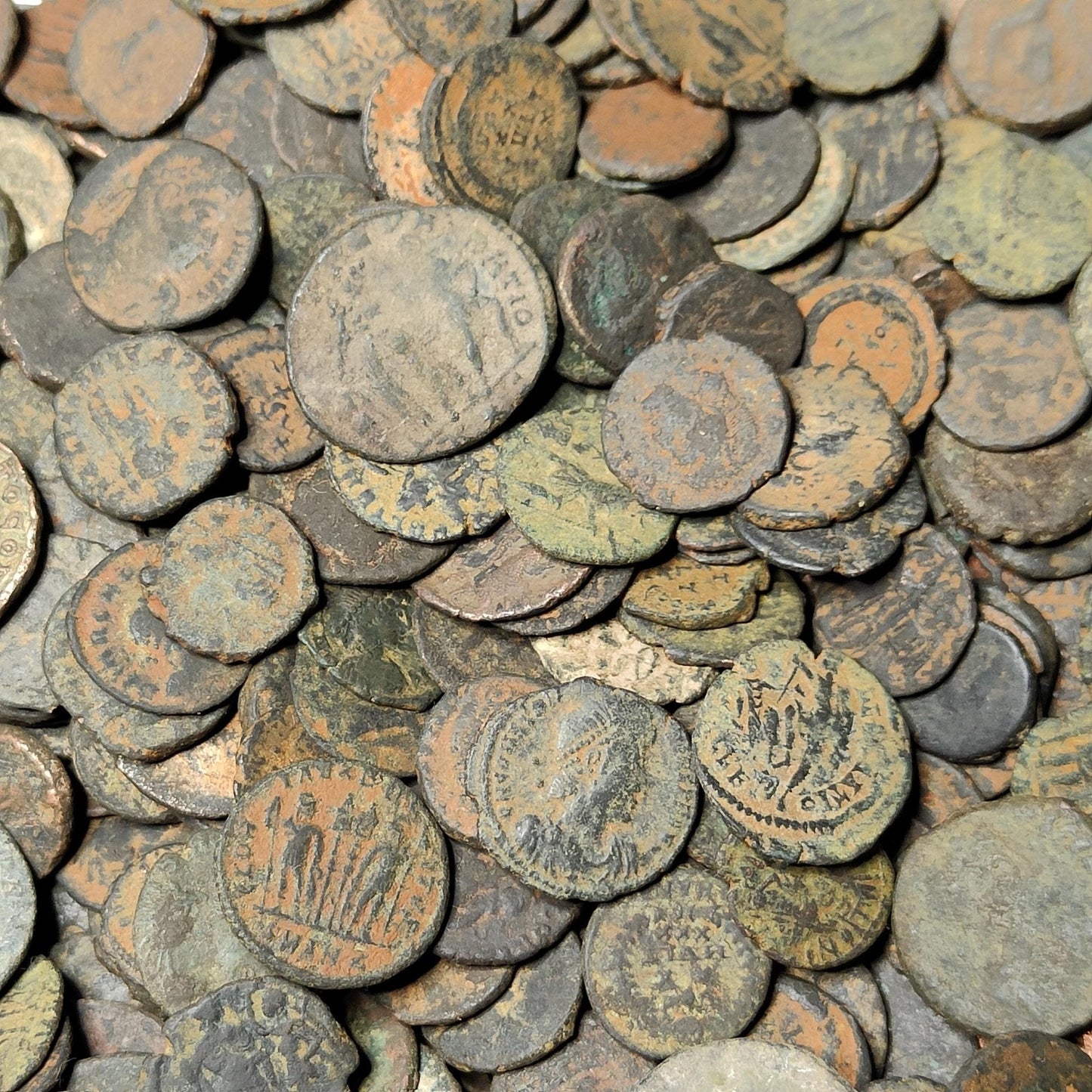 Set of 3 Roman coins, 4th century uncleaned ancient nummus - VPUKcoins