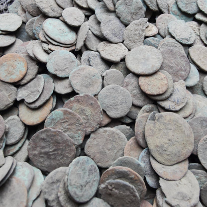 10 Low grade uncleaned Roman coins, ancient Nummus for restoration - VPUKcoins