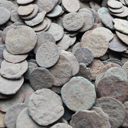 10 Low grade uncleaned Roman coins, ancient Nummus for restoration - VPUKcoins