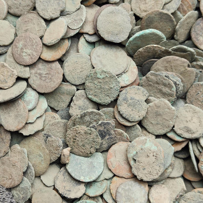 10 Low grade uncleaned Roman coins, ancient Nummus for restoration - VPUKcoins