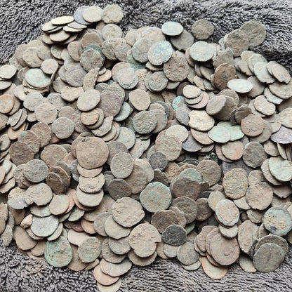10 Low grade uncleaned Roman coins, ancient Nummus for restoration - VPUKcoins