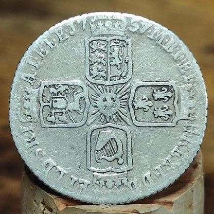 1757 King George II Silver Sixpence Coin older bust - VPUKcoins