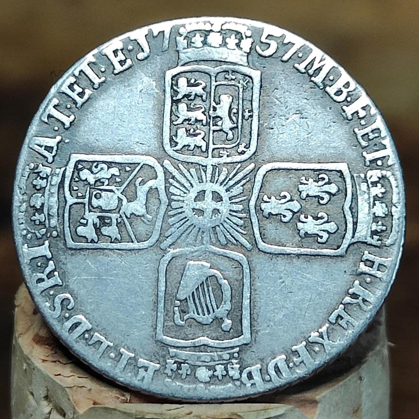 1757 King George II Silver Sixpence Coin older bust - VPUKcoins