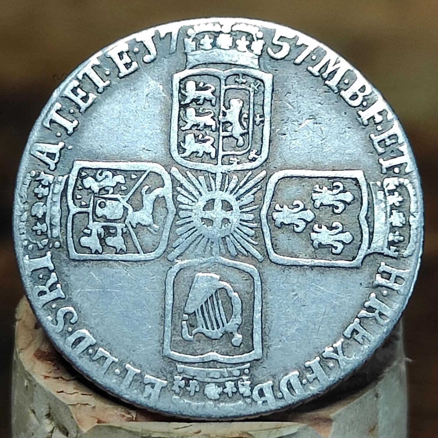 1757 King George II Silver Sixpence Coin older bust - VPUKcoins