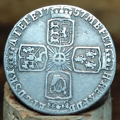 1757 King George II Silver Sixpence Coin older bust - VPUKcoins