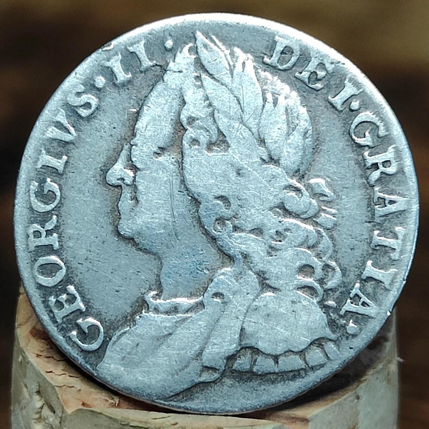 1757 King George II Silver Sixpence Coin older bust - VPUKcoins