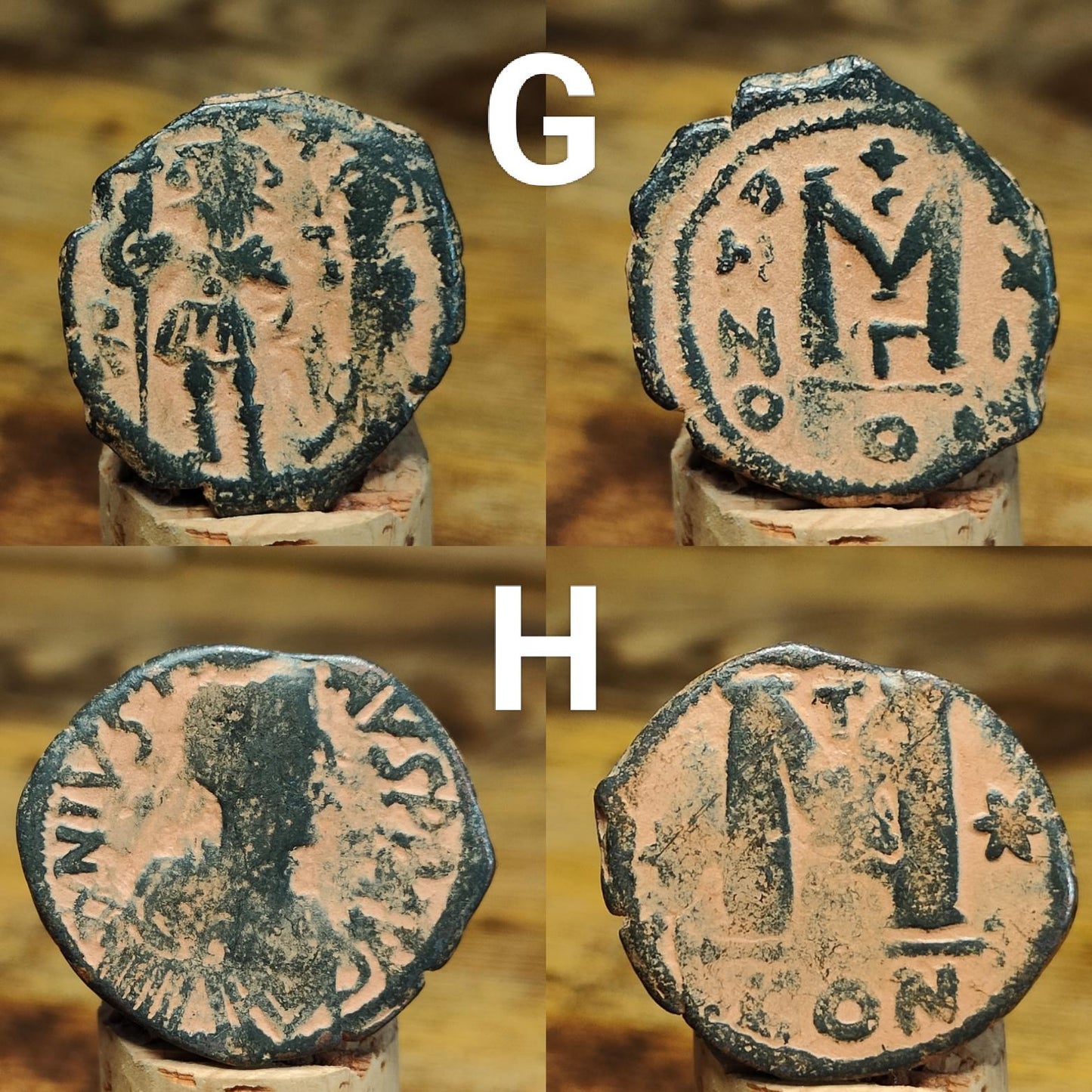 Ancient Byzantine coins with sand patina, Authentic follis - VPUKcoins
