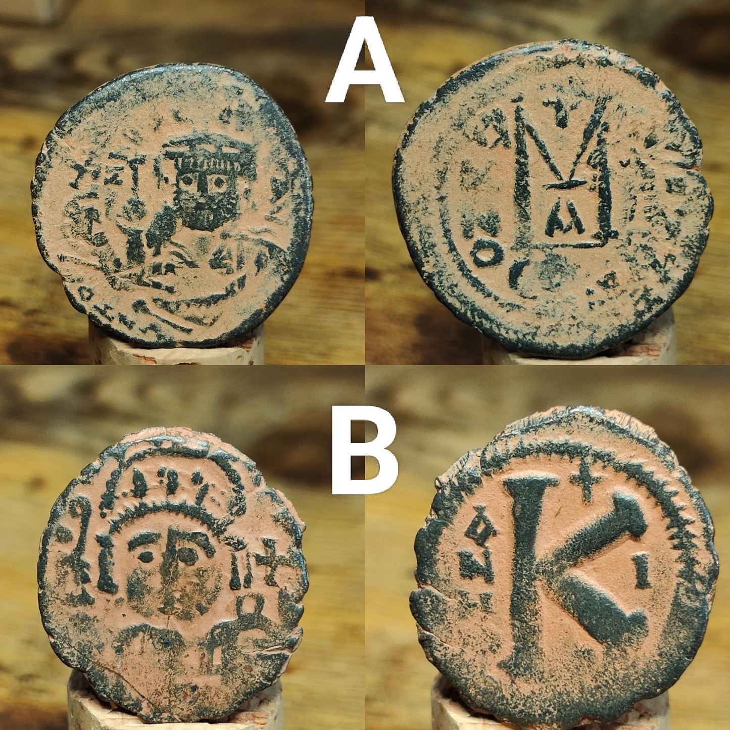 Ancient Byzantine coins with sand patina, Authentic follis - VPUKcoins
