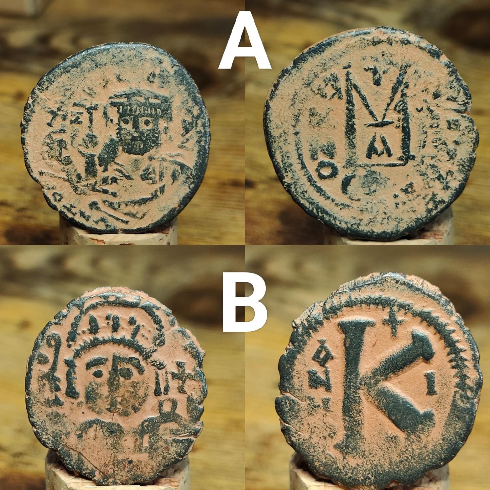 Ancient Byzantine coins with sand patina, Authentic follis - VPUKcoins