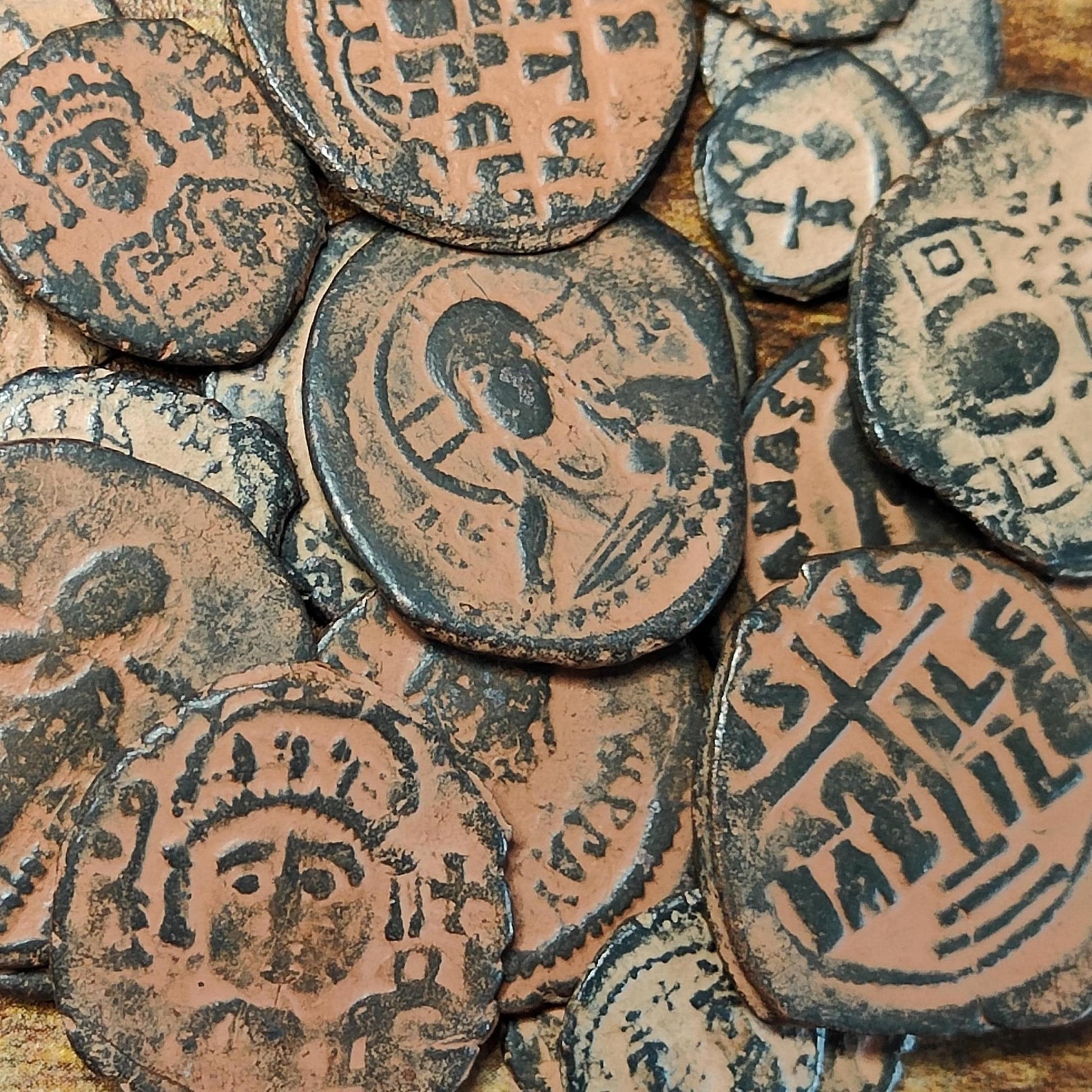 Ancient Byzantine coins with sand patina, Authentic follis - VPUKcoins