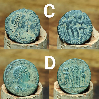 Ancient Roman coins partially cleaned , uncleaned 4th century Nummus - VPUKcoins