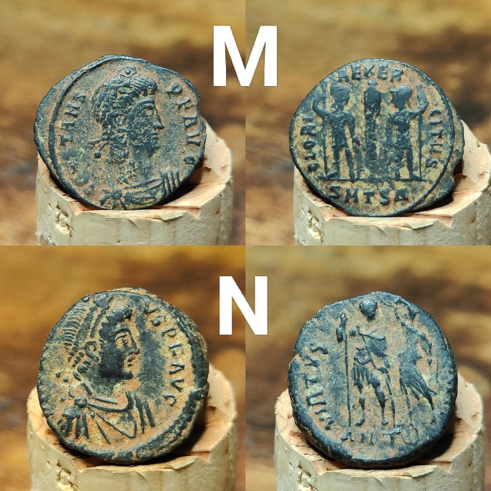 Ancient Roman coins with Sand patina , uncleaned 4th century Nummus - VPUKcoins