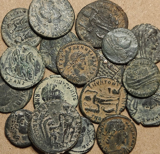 Ancient Roman coins with Sand patina , uncleaned 4th century Nummus - VPUKcoins