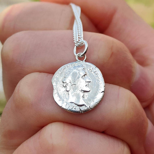 Antoninus pius Silver Denarius pendant and chain, ancient necklace - VPUKcoins