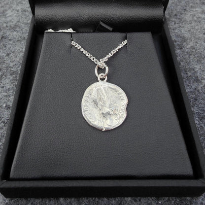 Antoninus pius Silver Denarius pendant and chain, ancient necklace - VPUKcoins