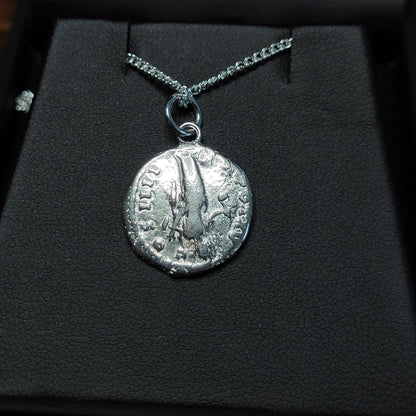 Antoninus pius Silver Denarius pendant and chain, ancient Roman coin necklace - VPUKcoins