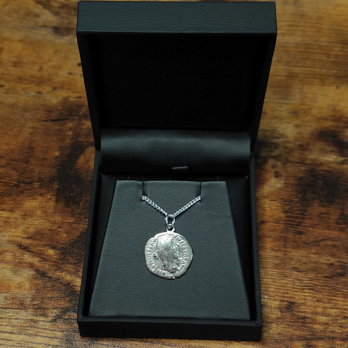 Antoninus pius Silver Denarius pendant and chain, ancient Roman coin necklace - VPUKcoins