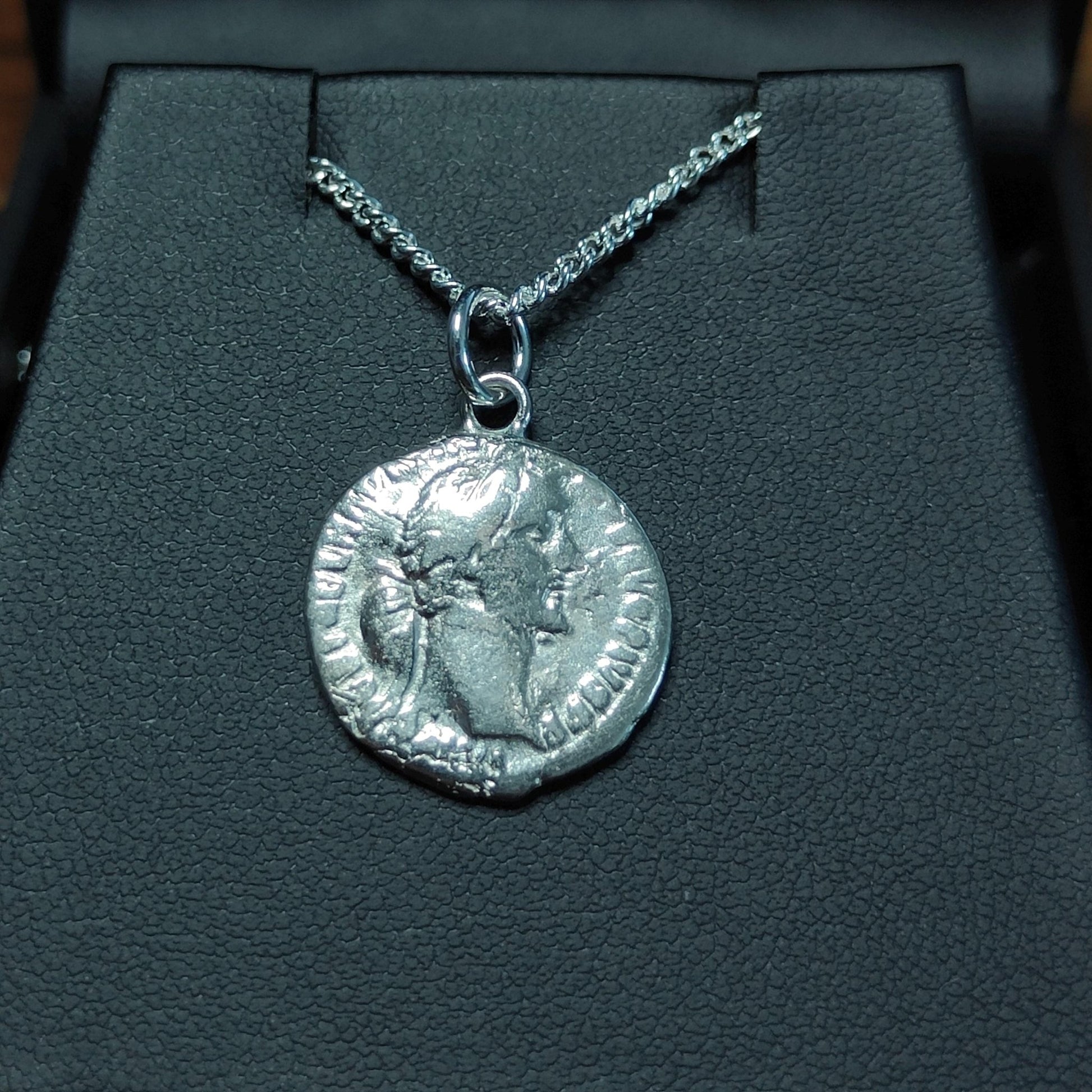 Antoninus pius Silver Denarius pendant and chain, ancient Roman coin necklace - VPUKcoins