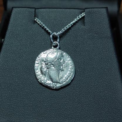 Antoninus pius Silver Denarius pendant and chain, ancient Roman coin necklace - VPUKcoins