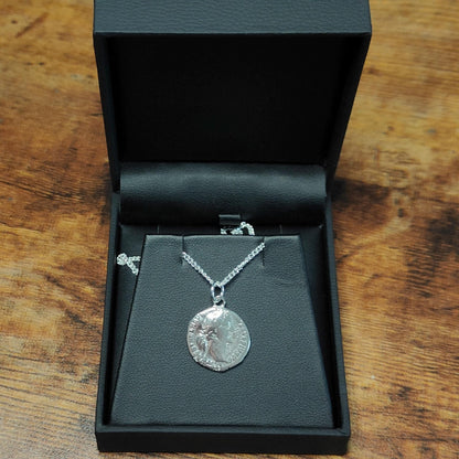 Antoninus pius Silver Denarius pendant and chain, ancient Roman coin necklace - VPUKcoins