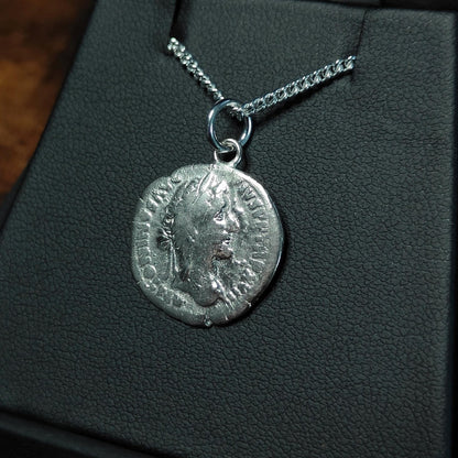 Antoninus pius Silver Denarius pendant and chain, ancient Roman coin necklace - VPUKcoins