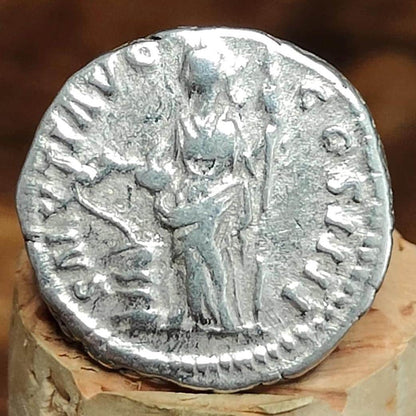 Antoninus Pius Silver Denarius with Salus reverse, 138-161AD, Ancient roman coin - VPUKcoins