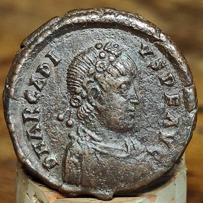 Arcadius Roman coin with emperor reverse, 4th century ancient Follis AE2 - VPUKcoins