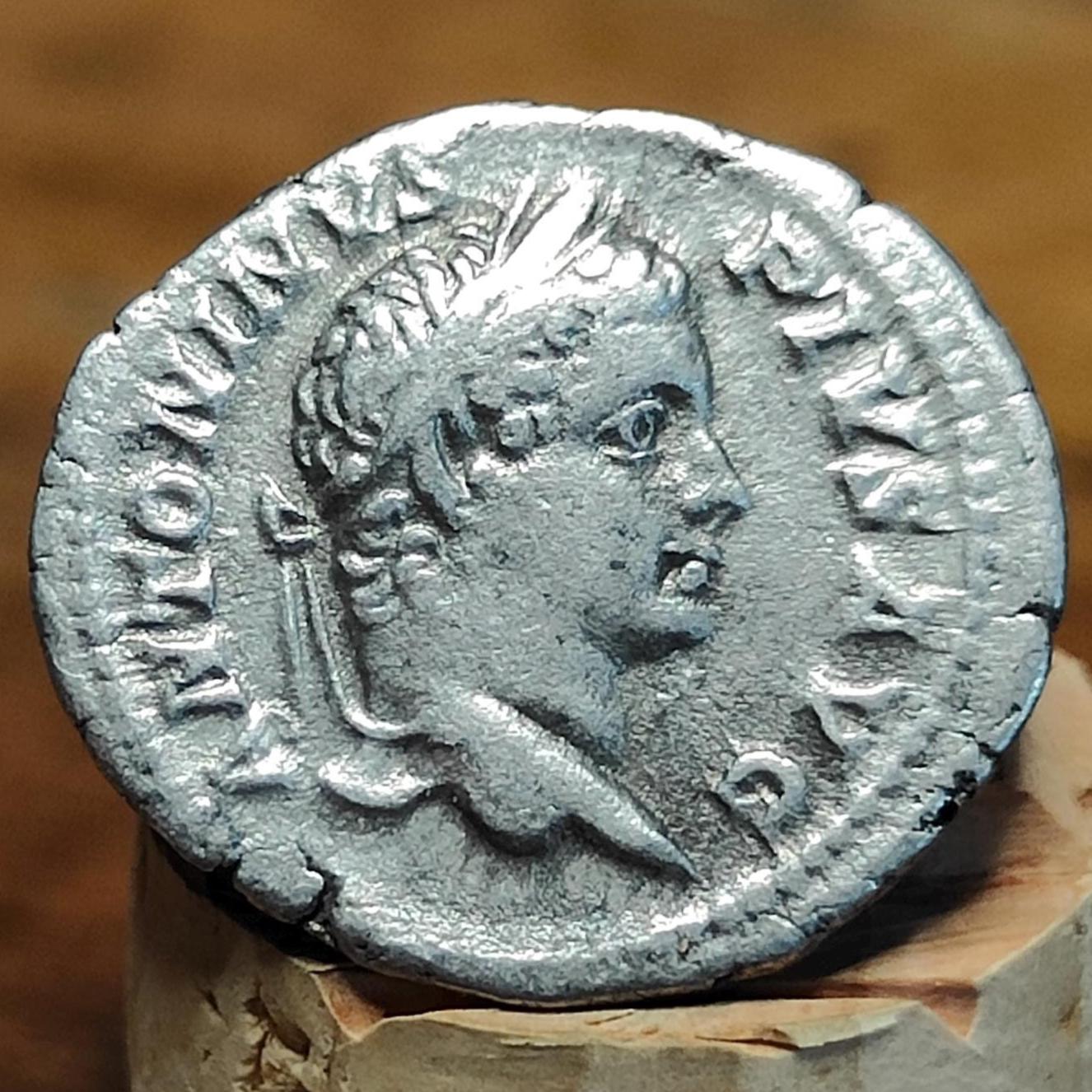 Caracalla Silver Denarius with Mars reverse, Ancient roman coin - VPUKcoins