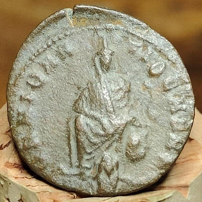 Christian persecution issue roman coin featuring Apollo and Genius - VPUKcoins