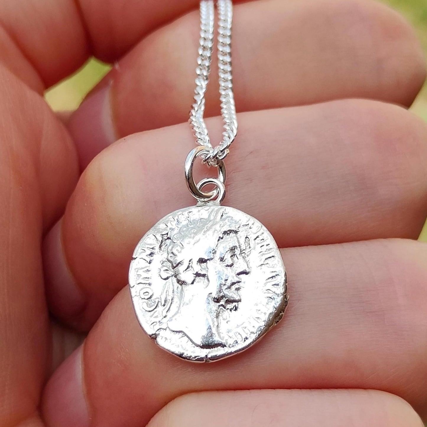 Commodus Silver Denarius pendant and chain, ancient necklace - VPUKcoins