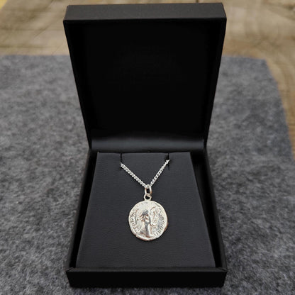 Commodus Silver Denarius pendant and chain, ancient necklace - VPUKcoins