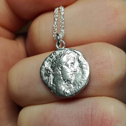 Commodus Silver Denarius pendant and chain, ancient Roman coin necklace - VPUKcoins