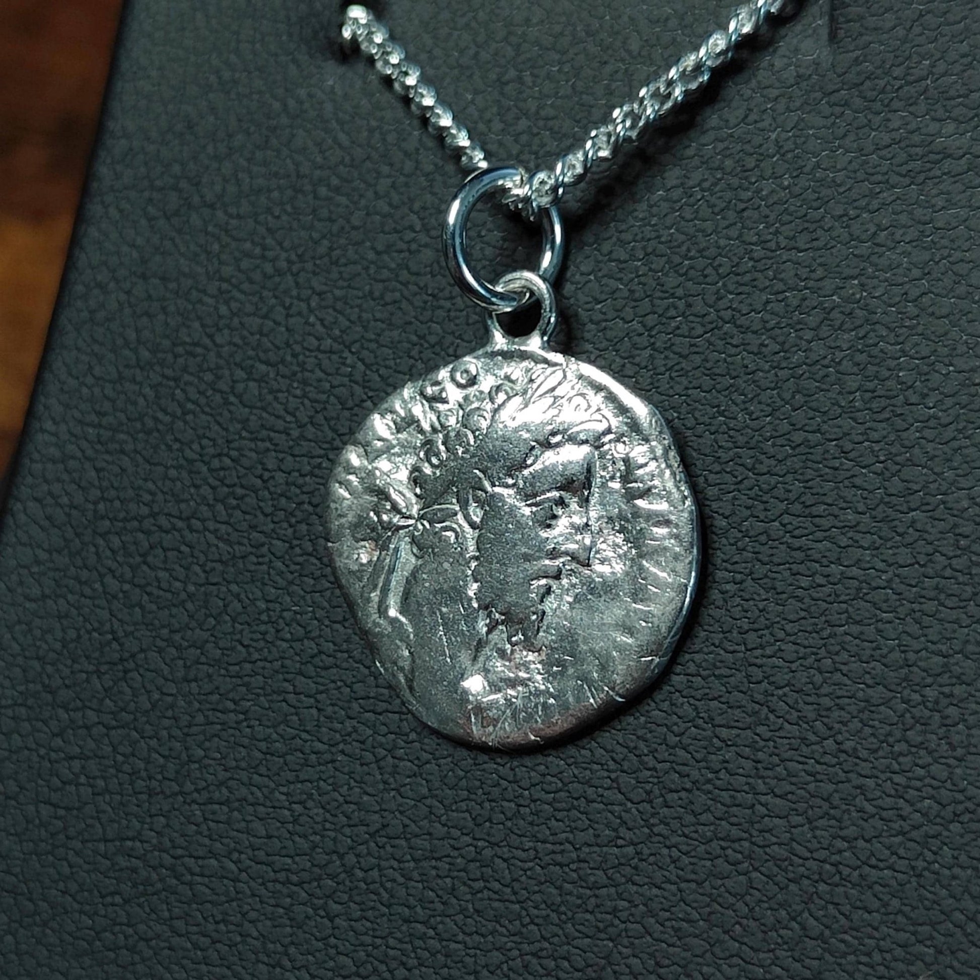 Commodus Silver Denarius pendant and chain, ancient Roman coin necklace - VPUKcoins