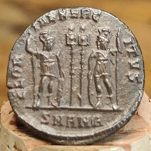 Constantine the great Roman coin with soldiers reverse, 4th century ancient nummus AE3 - VPUKcoins