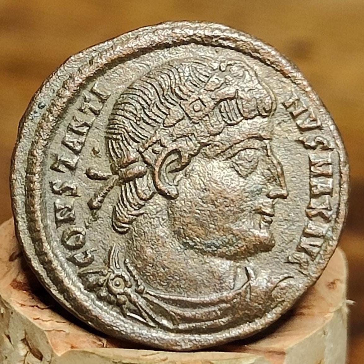 Constantine the great Roman coin with soldiers reverse, 4th century ancient nummus AE3 - VPUKcoins