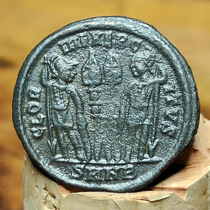 Constantine the great Roman coin with soldiers reverse, 4th century ancient nummus AE3 - VPUKcoins