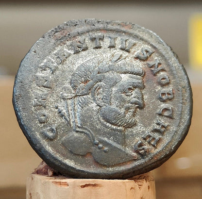 Constantius I Roman coin with god Genius reverse, 3rd century ancient follis AE1 - VPUKcoins