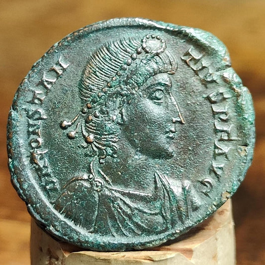 Constantius II Maiorina with fallen horseman reverse, high grade ancient Roman coin - VPUKcoins
