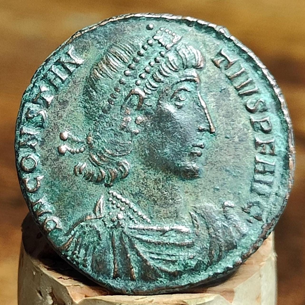 Constantius II Maiorina with fallen horseman reverse, high grade ancient Roman coin - VPUKcoins