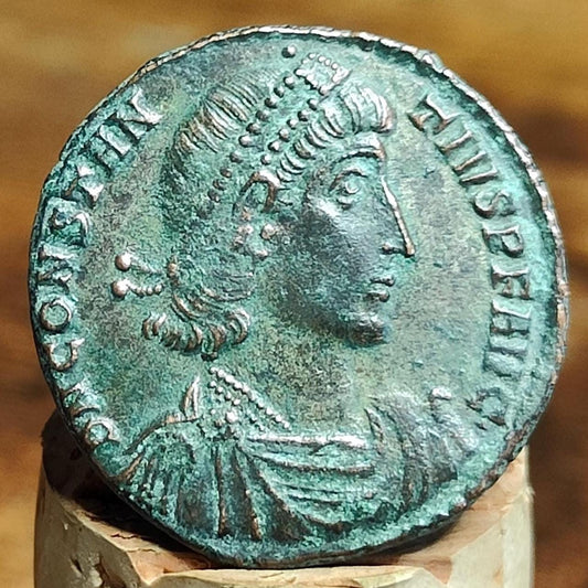 Constantius II Maiorina with fallen horseman reverse, high grade ancient Roman coin - VPUKcoins