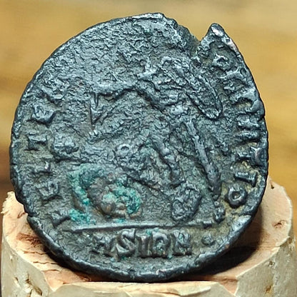 Constantius II Roman coin, high grade ancient Nummus with fallen horseman reverse, rare mint - VPUKcoins