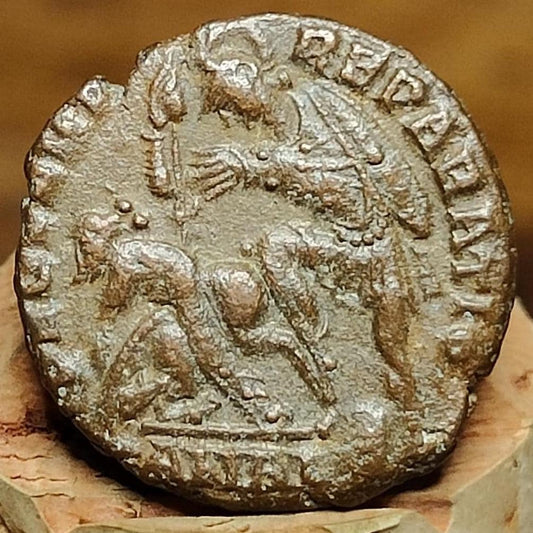 Constantius II Roman coin with fallen horseman reverse, high grade ancient Nummus rare mint - VPUKcoins