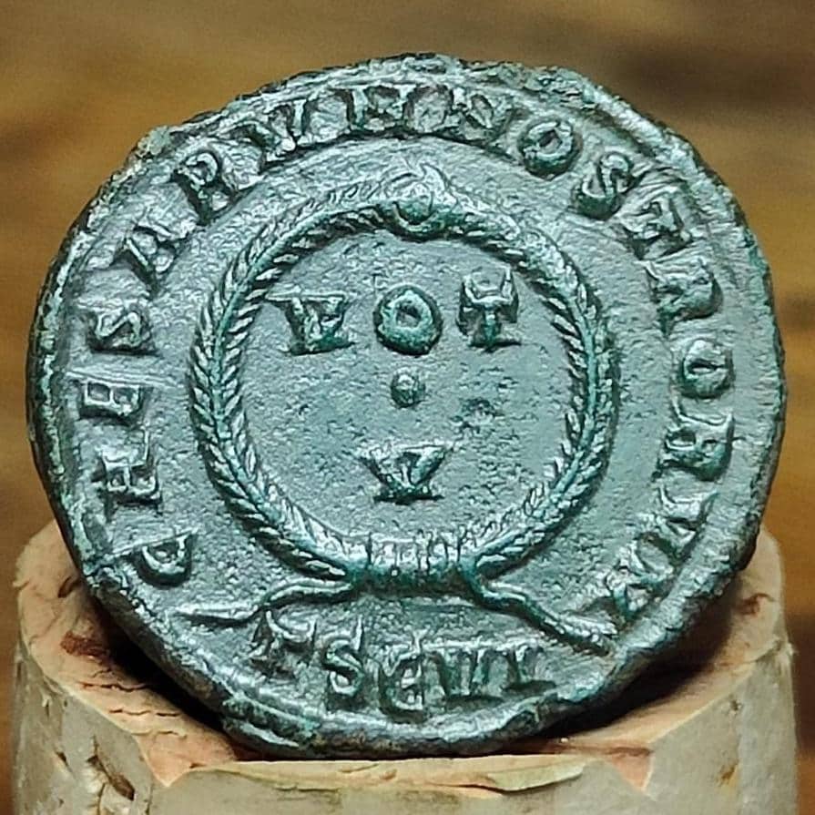 Constantius II Roman coin with votive wreath reverse, AE3 ancient Nummus - VPUKcoins
