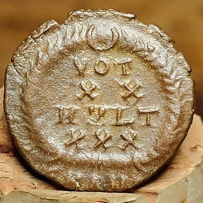Constantius II Roman coin with votive wreath reverse, high grade ancient Nummus - VPUKcoins