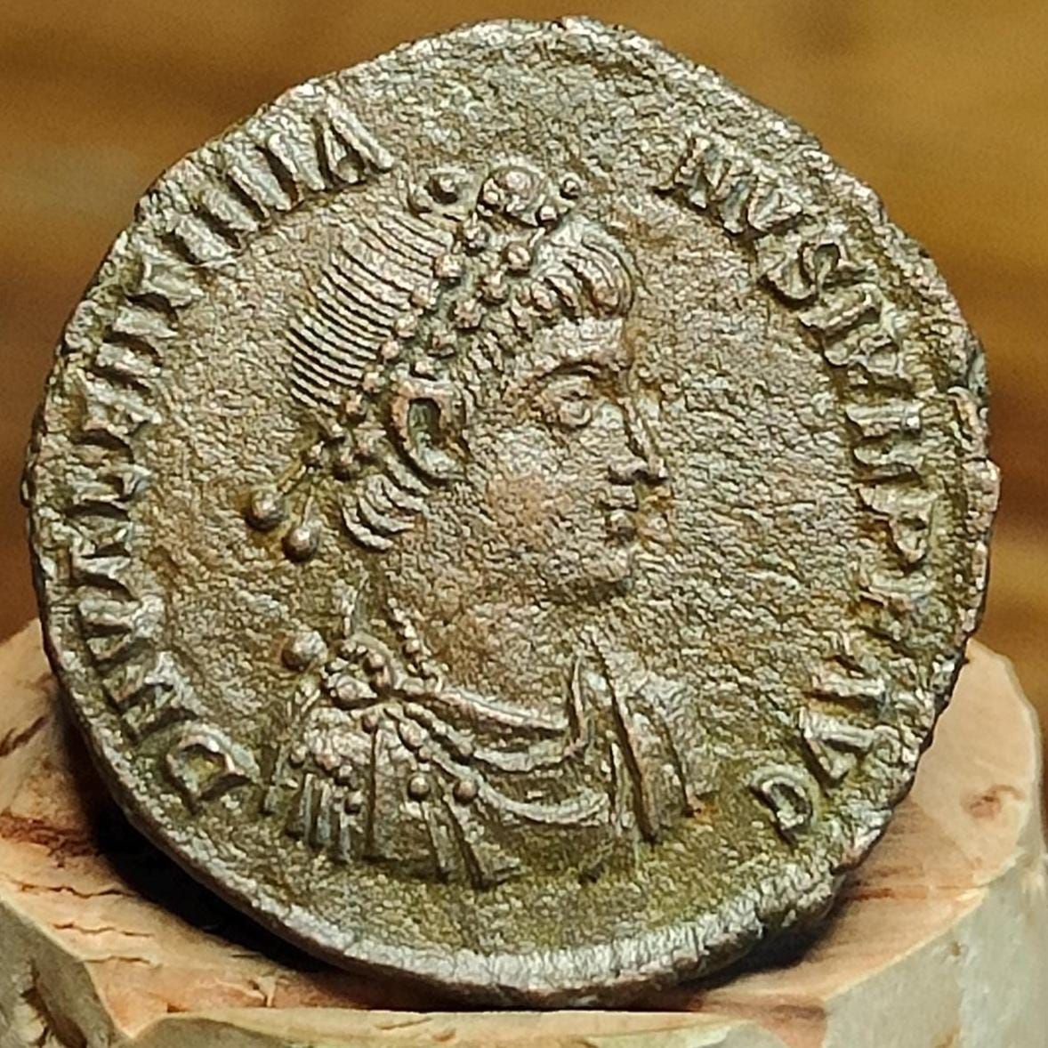 Emperor Valentinian II Roma reverse coin, ancient Roman Nummus AE3 - VPUKcoins