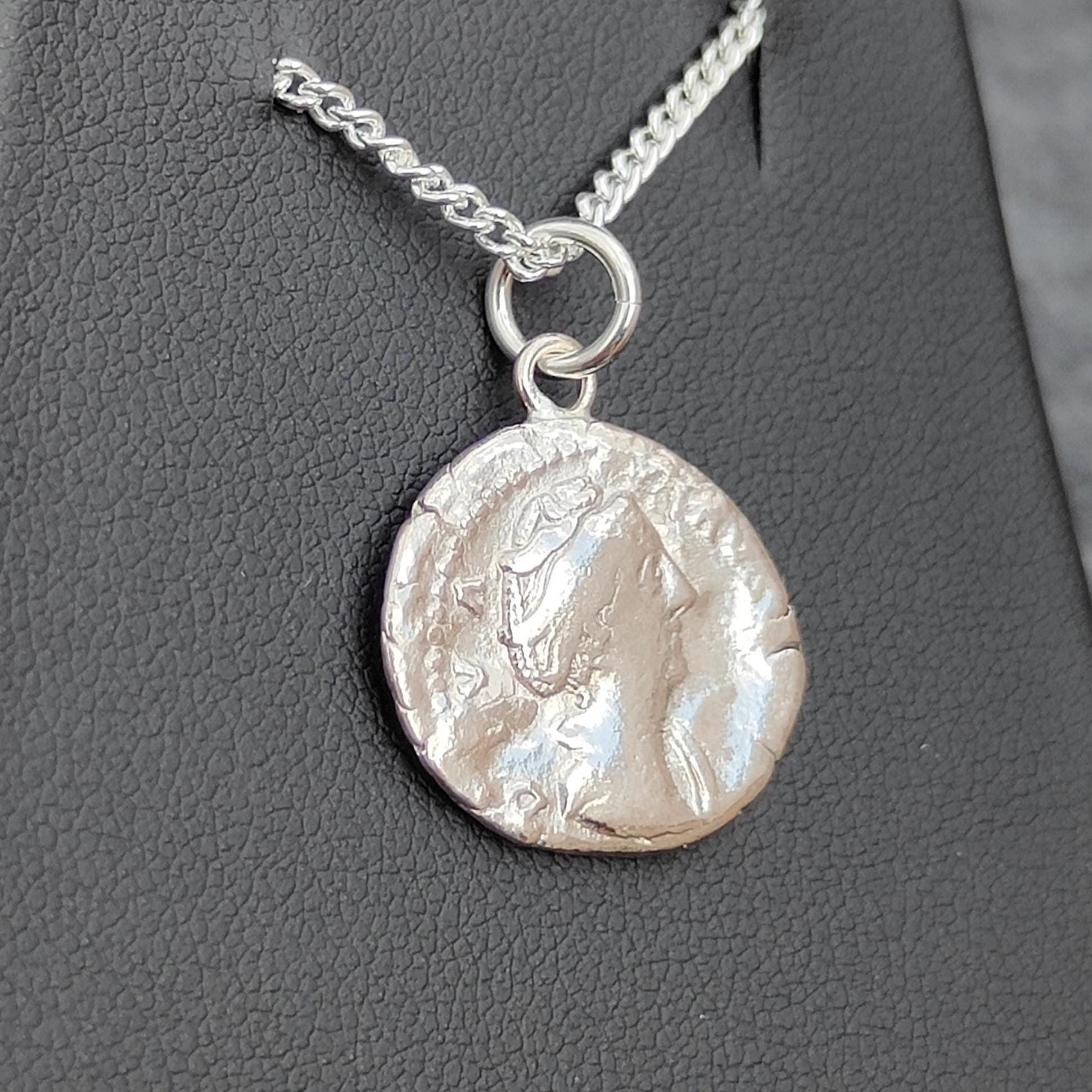 Faustina I Silver Denarius pendant and chain, ancient necklace - VPUKcoins