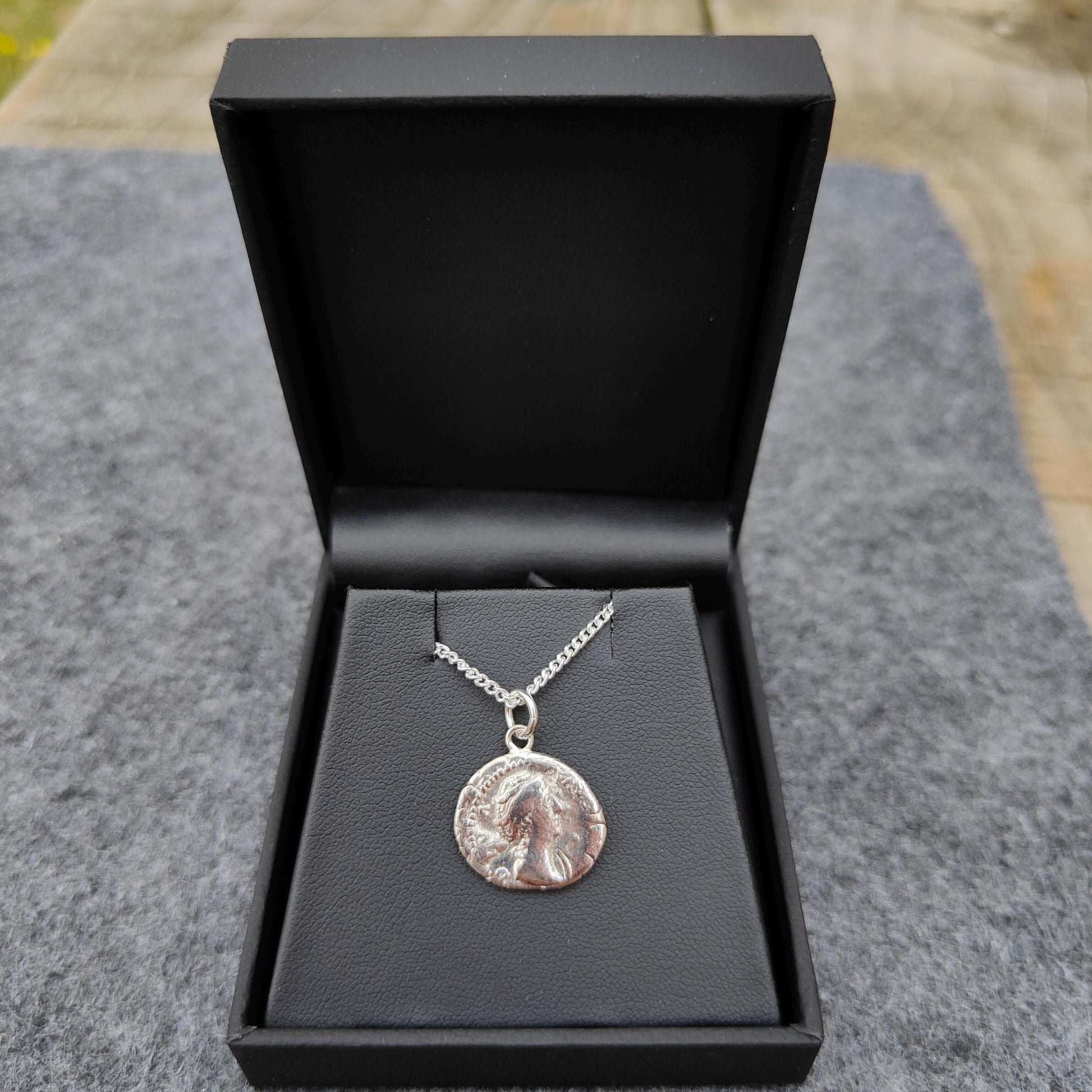 Faustina I Silver Denarius pendant and chain, ancient necklace - VPUKcoins