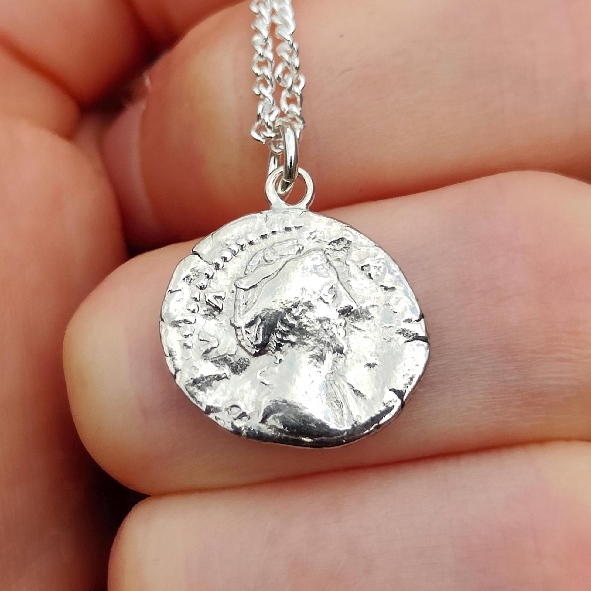 Faustina I Silver Denarius pendant and chain, ancient necklace - VPUKcoins
